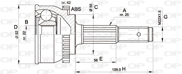 OPEN PARTS Шарнирный комплект, приводной вал CVJ5288.10